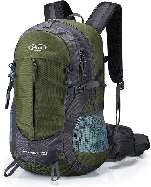 35L Hiking Backpack Water Resistant Outdoor Sports Travel Daypack Lightweight with Rain Cover for Women Men (Army Green)