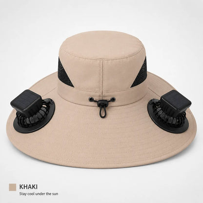 Wide-Brim Sun Hat with Built-In Fan 