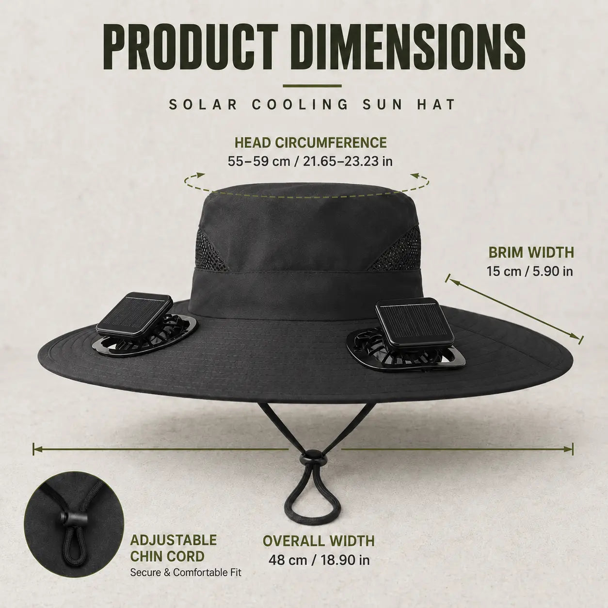 Wide-Brim Sun Hat with Built-In Fan 