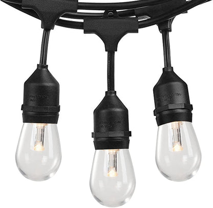 48Ft LED Outdoor String Lights with 0.9W Shatterproof Bulbs for Patio, Backyard, Porch, Commercial Light String