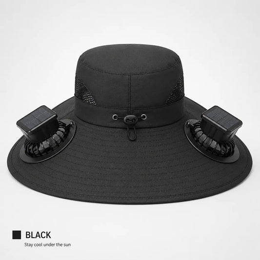 Wide-Brim Sun Hat with Built-In Fan 