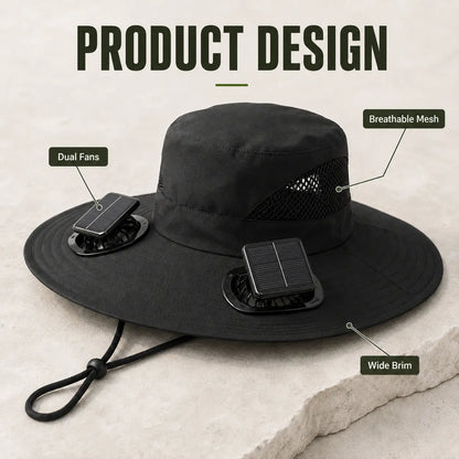 Wide-Brim Sun Hat with Built-In Fan 