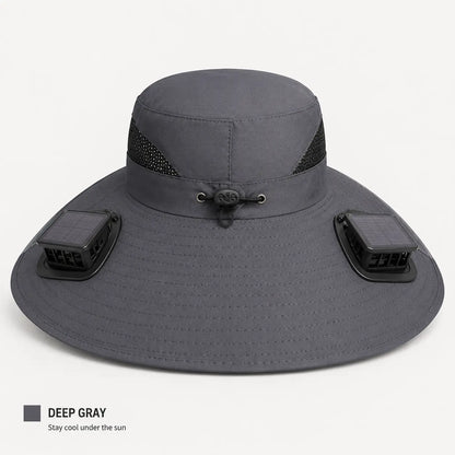 Wide-Brim Sun Hat with Built-In Fan 