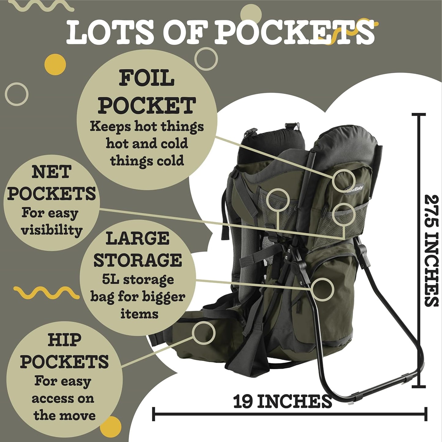 Hiking Baby Carrier Backpack - Comfortable Toddler/Baby Backpack Carrier System with Diaper Change Pad, Insulated Pocket + Rain and Sun Hood to Protect Your Child